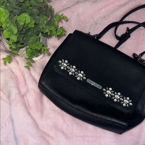 Michael Kors Black Shoulder Bag with Silver Accents